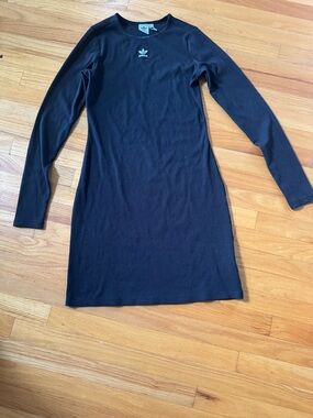 adidas Black Long Sleeve Shift Dress with Trefoil